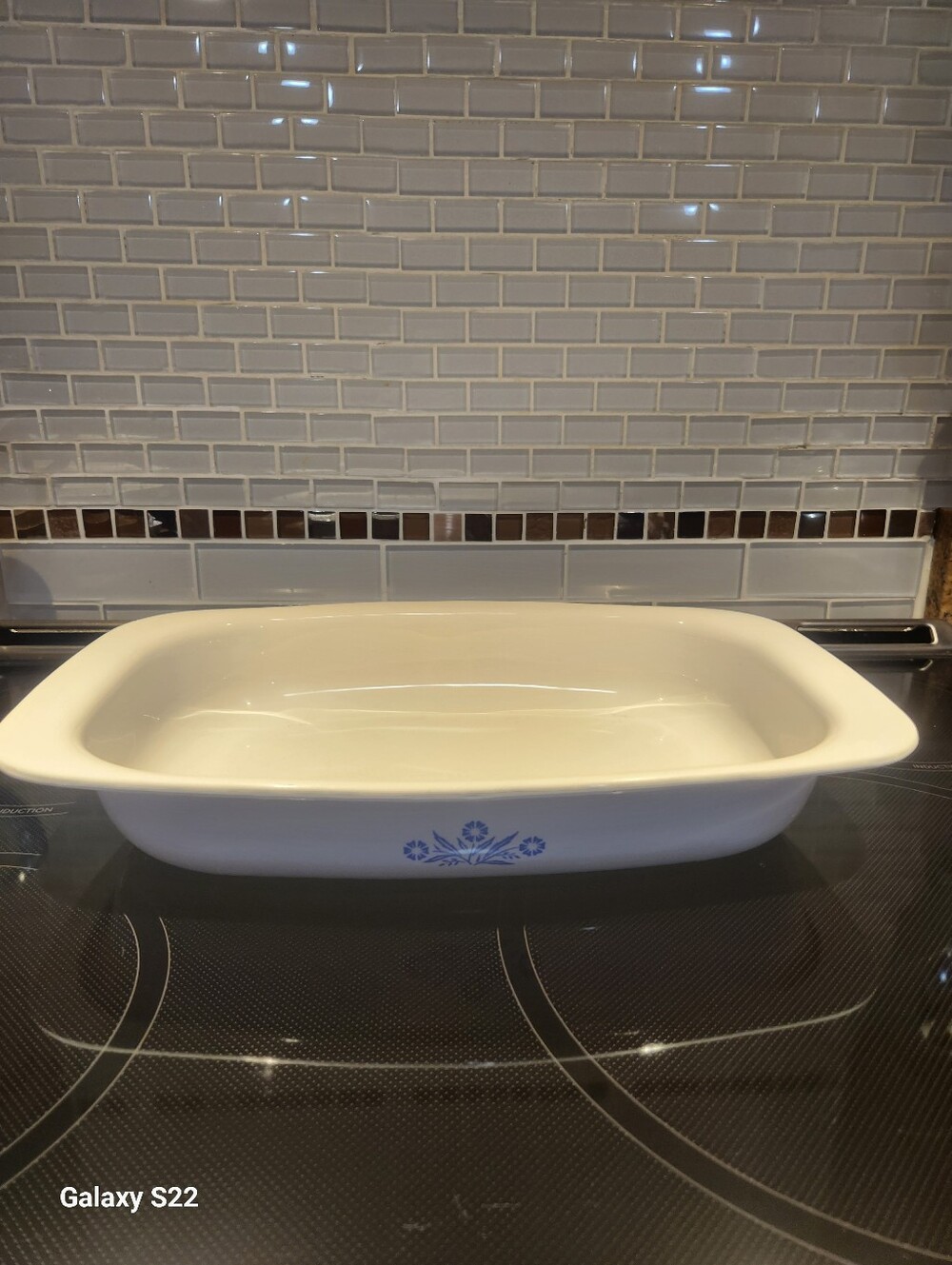 Corningware P-21 Roaster White Ceramic "Lasagna Baking Dish"with Blue Cornflower